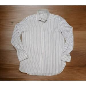 Borrelli Napoli Handmade In Italy Men's Linen/ Cotton Striped Shirt Size 40